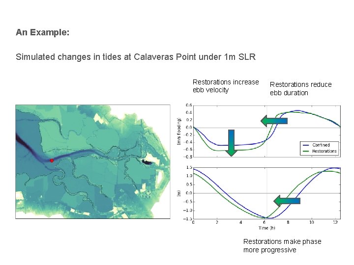 An Example: Simulated changes in tides at Calaveras Point under 1 m SLR Restorations