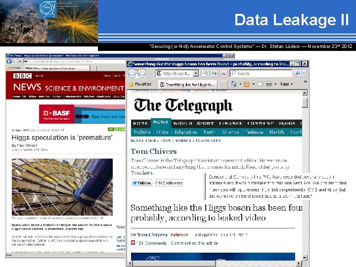 Data Leakage II “Securing (or Not) Accelerator Control Systems“ — Dr. Stefan Lüders ―