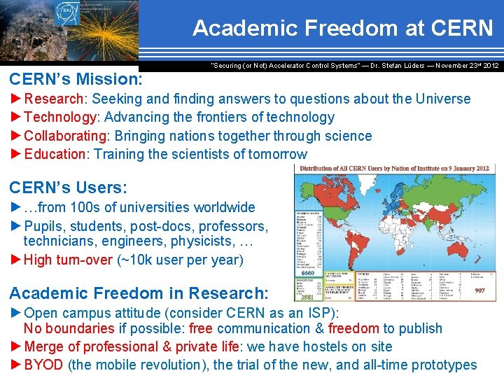 Academic Freedom at CERN’s Mission: “Securing (or Not) Accelerator Control Systems“ — Dr. Stefan
