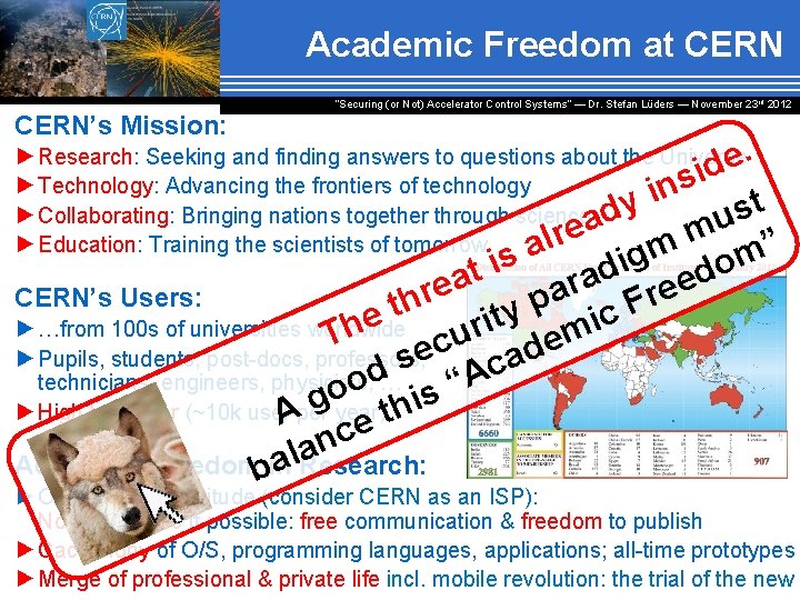 Academic Freedom at CERN’s Mission: “Securing (or Not) Accelerator Control Systems“ — Dr. Stefan