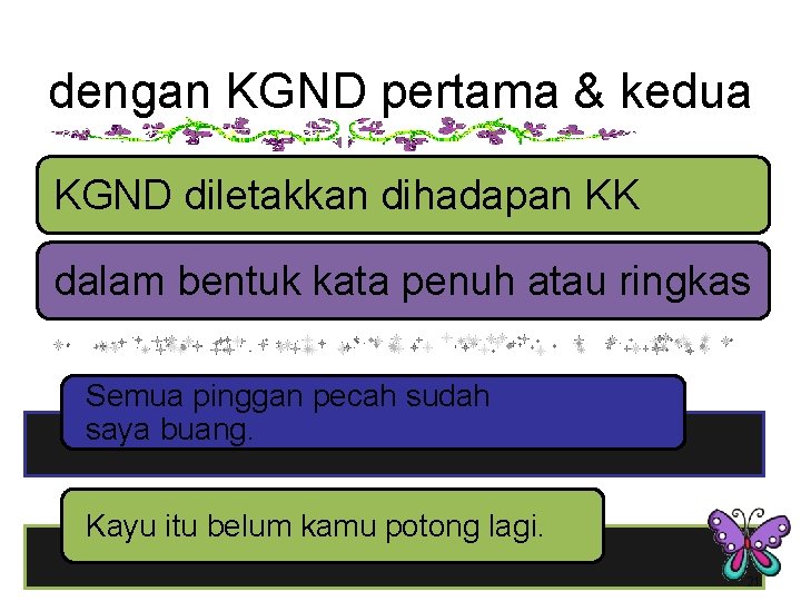 dengan KGND pertama & kedua KGND diletakkan dihadapan KK dalam bentuk kata penuh atau