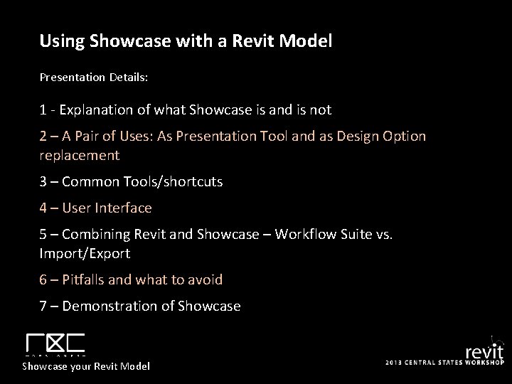 Using Showcase with a Revit Model Presentation Details: 1 - Explanation of what Showcase