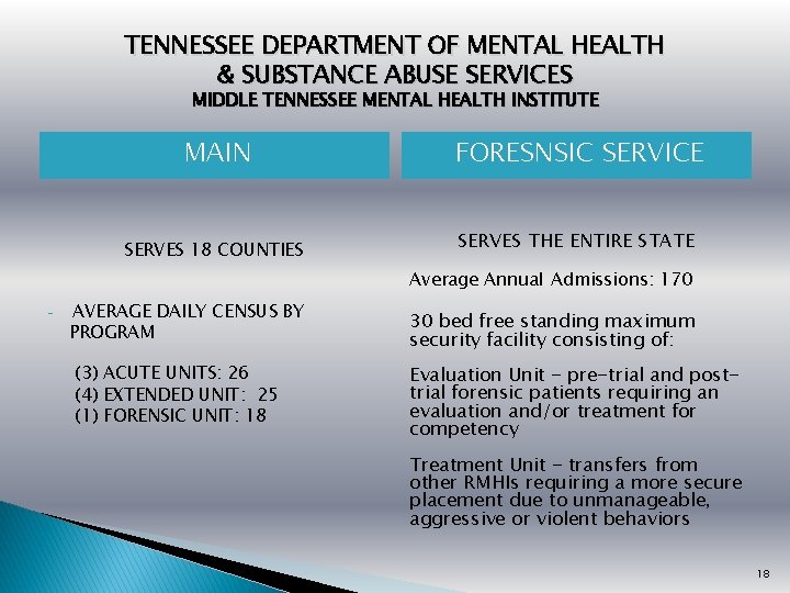 TENNESSEE DEPARTMENT OF MENTAL HEALTH & SUBSTANCE ABUSE SERVICES MIDDLE TENNESSEE MENTAL HEALTH INSTITUTE