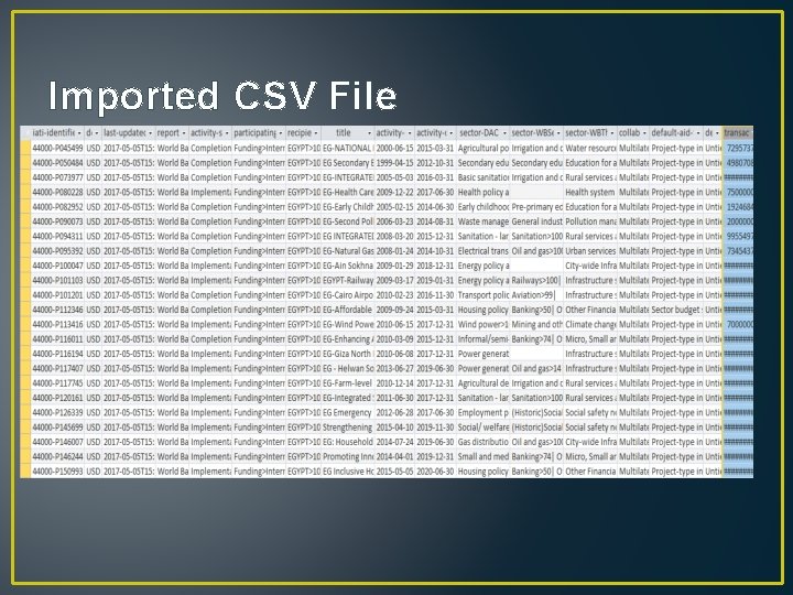 Imported CSV File 