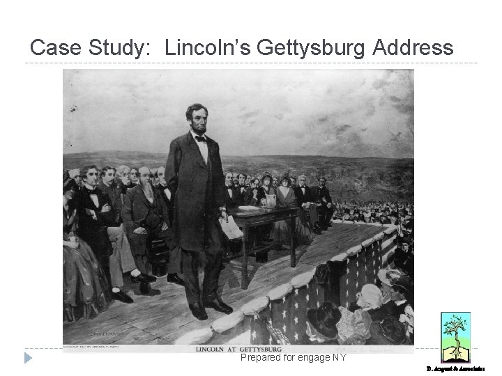 Case Study: Lincoln’s Gettysburg Address Prepared for engage NY D. August & Associates 