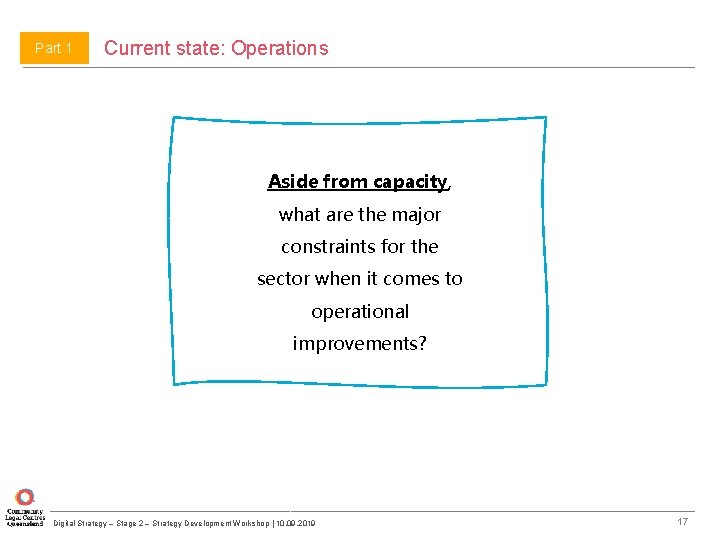Part 1 Current state: Operations Aside from capacity, what are the major constraints for