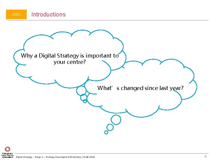Introductions Why a Digital Strategy is important to your centre? What’s changed since last