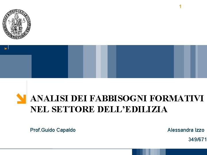 1 ANALISI DEI FABBISOGNI FORMATIVI NEL SETTORE DELL’EDILIZIA Prof. Guido Capaldo Alessandra Izzo 349/671