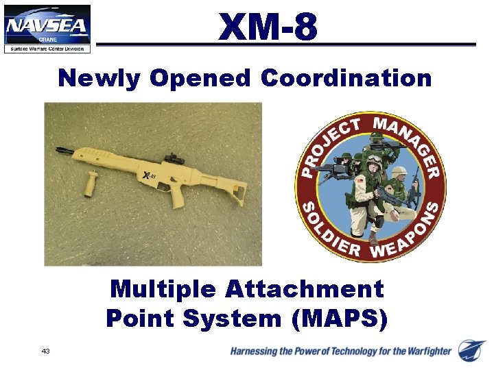 XM-8 Newly Opened Coordination Multiple Attachment Point System (MAPS) 43 