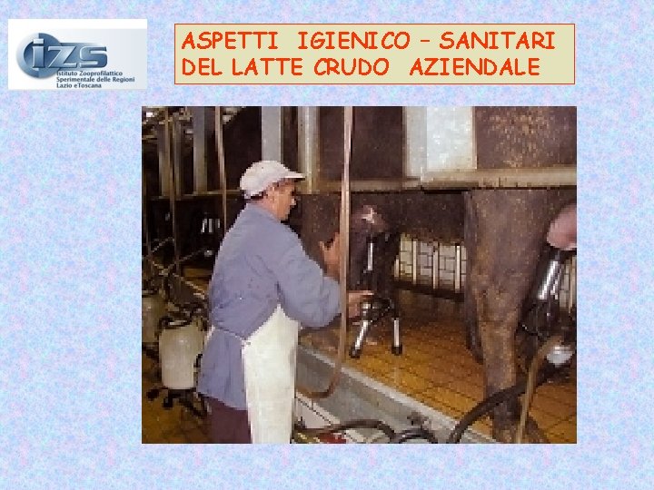 ASPETTI IGIENICO – SANITARI DEL LATTE CRUDO AZIENDALE ASPETTI IGIENICO – SANITARI DEL LATTE CRUDO AZIENDALE