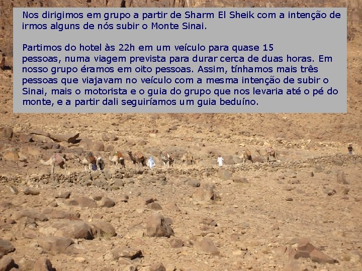 Nos dirigimos em grupo a partir de Sharm El Sheik com a intenção de Nos dirigimos em grupo a partir de Sharm El Sheik com a intenção de
