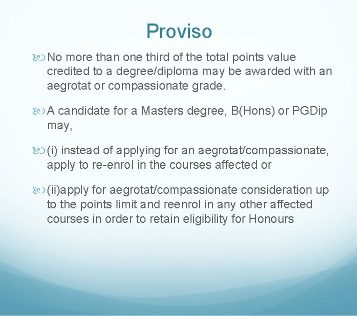 Proviso No more than one third of the total points value credited to a