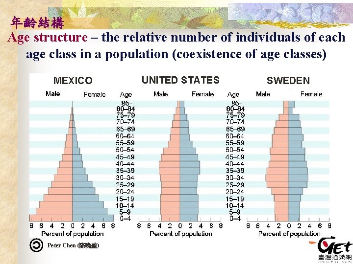 年齡結構 Age structure – the relative number of individuals of each age class in