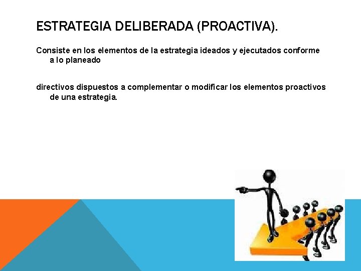 ESTRATEGIA DELIBERADA (PROACTIVA). Consiste en los elementos de la estrategia ideados y ejecutados conforme ESTRATEGIA DELIBERADA (PROACTIVA). Consiste en los elementos de la estrategia ideados y ejecutados conforme