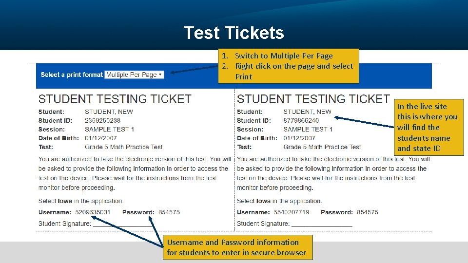 Test Tickets 1. Switch to Multiple Per Page 2. Right click on the page