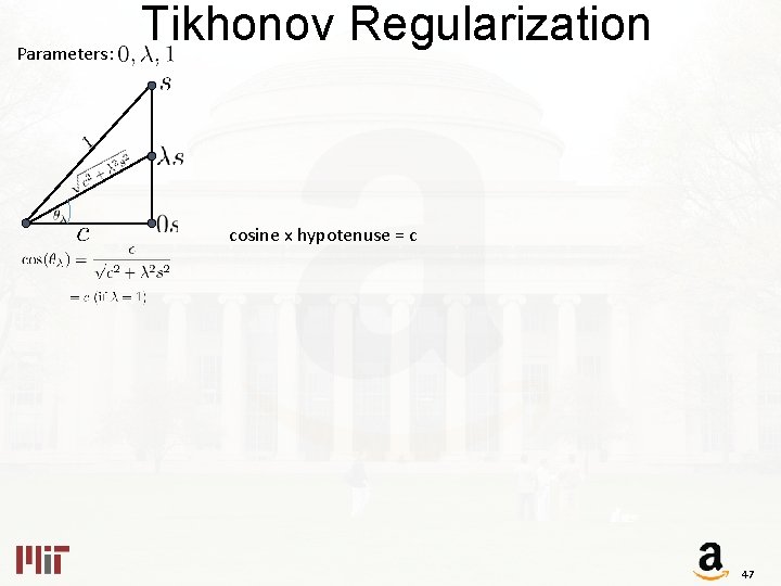 Parameters: Tikhonov Regularization cosine x hypotenuse = c 47 