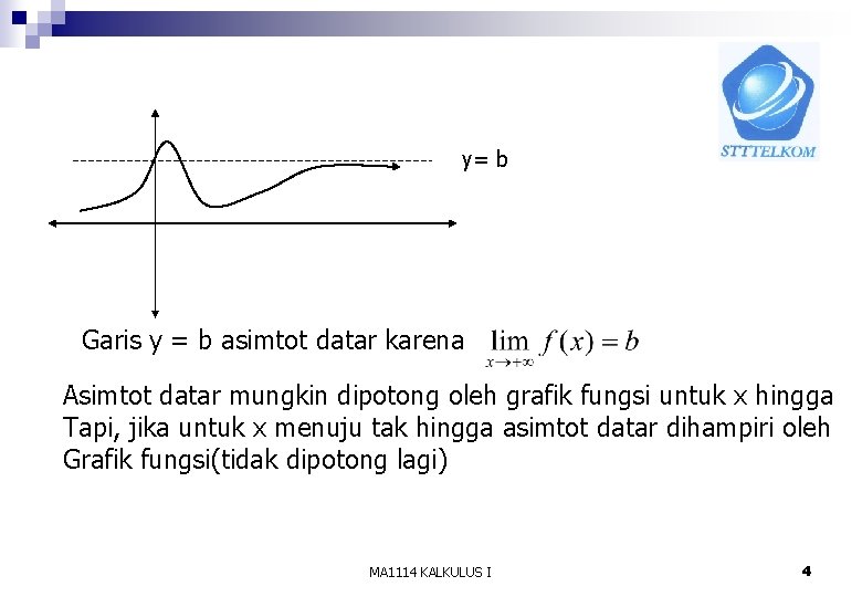 y= b Garis y = b asimtot datar karena Asimtot datar mungkin dipotong oleh