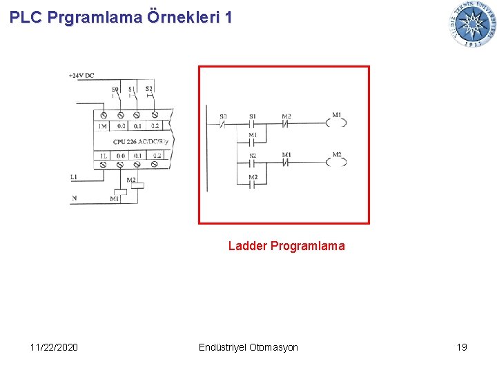 PLC Prgramlama Örnekleri 1 Ladder Programlama 11/22/2020 Endüstriyel Otomasyon 19 