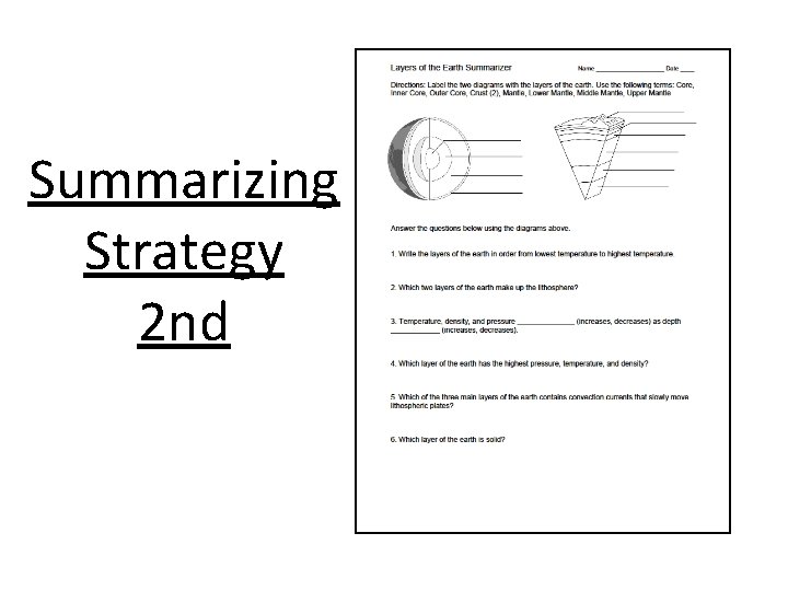 Summarizing Strategy 2 nd 