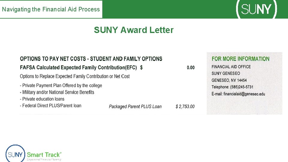 Navigating the Financial Aid Process SUNY Award Letter 