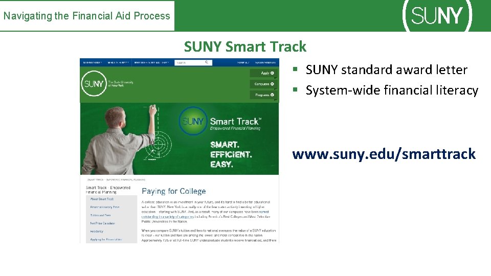 Navigating the Financial Aid Process SUNY Smart Track § SUNY standard award letter §