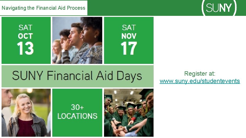Navigating the Financial Aid Process Register at: www. suny. edu/studentevents 