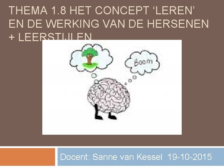 THEMA 1. 8 HET CONCEPT ‘LEREN’ EN DE WERKING VAN DE HERSENEN + LEERSTIJLEN