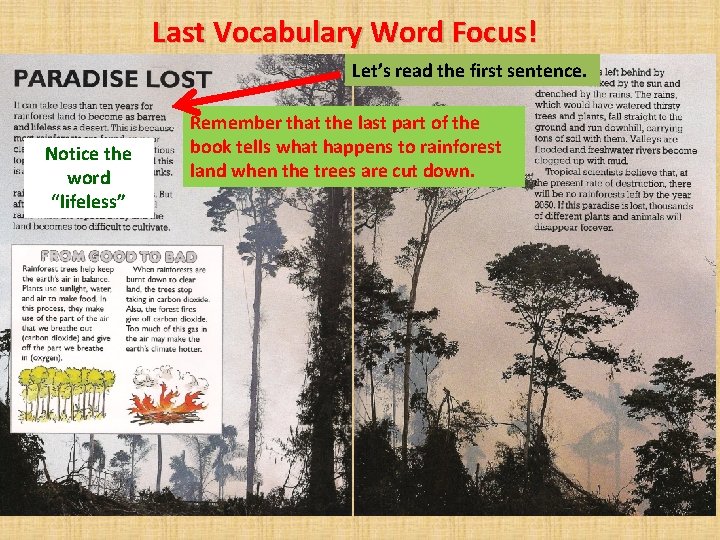 Last Vocabulary Word Focus! Let’s read the first sentence. Notice the word “lifeless” Remember Last Vocabulary Word Focus! Let’s read the first sentence. Notice the word “lifeless” Remember