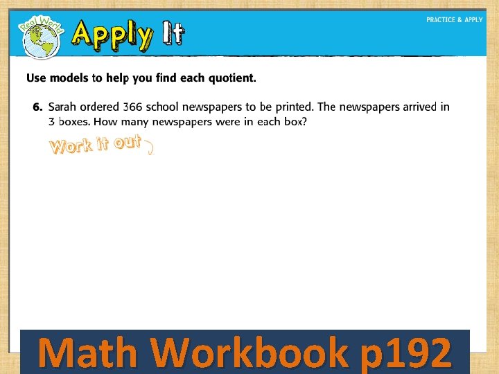 Math Workbook p 192 Math Workbook p 192