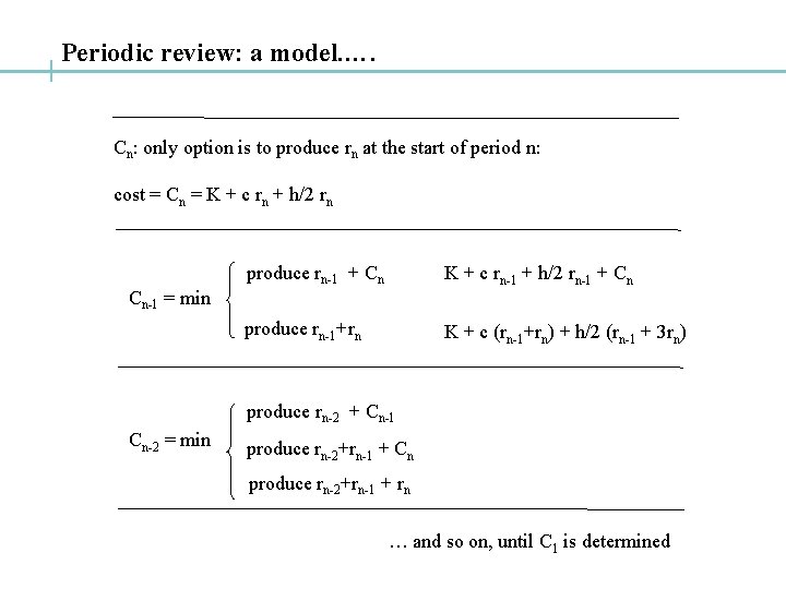 Periodic review: a model. …. Cn: only option is to produce rn at the