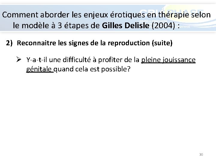 Comment aborder les enjeux érotiques en thérapie selon le modèle à 3 étapes de