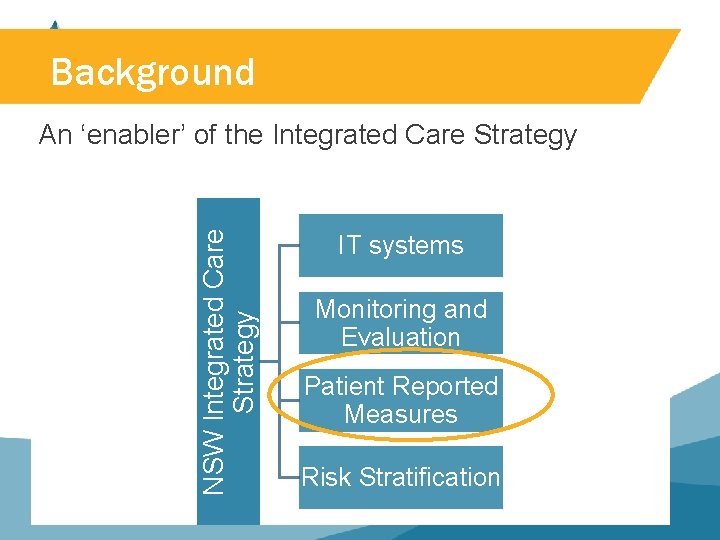 Background NSW Integrated Care Strategy An ‘enabler’ of the Integrated Care Strategy IT systems Background NSW Integrated Care Strategy An ‘enabler’ of the Integrated Care Strategy IT systems