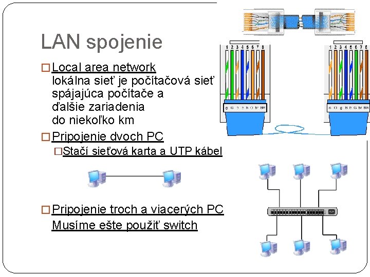 LAN spojenie � Local area network lokálna sieť je počítačová sieť spájajúca počítače a