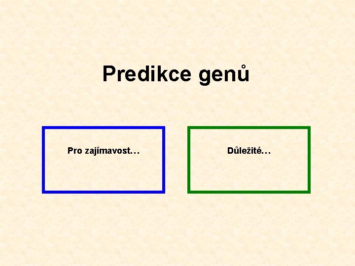 Predikce genů Pro zajímavost… Důležité… 