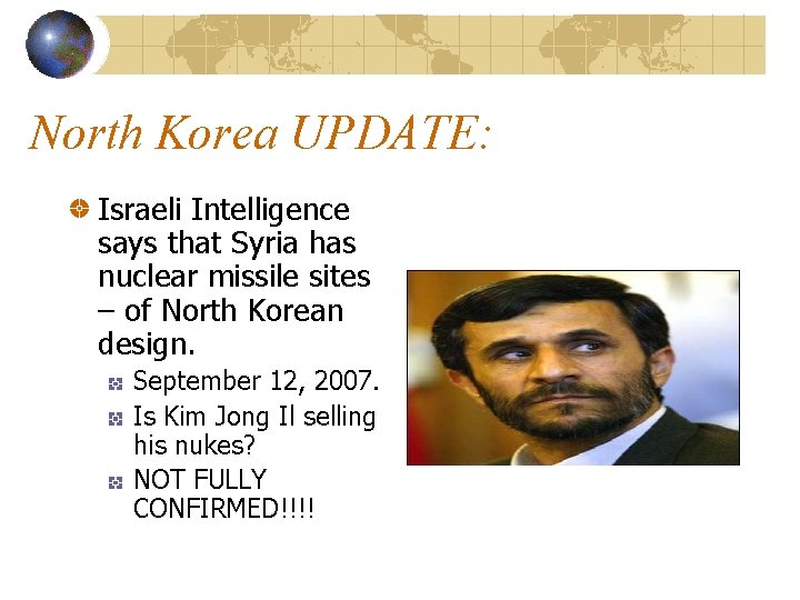 North Korea UPDATE: Israeli Intelligence says that Syria has nuclear missile sites – of
