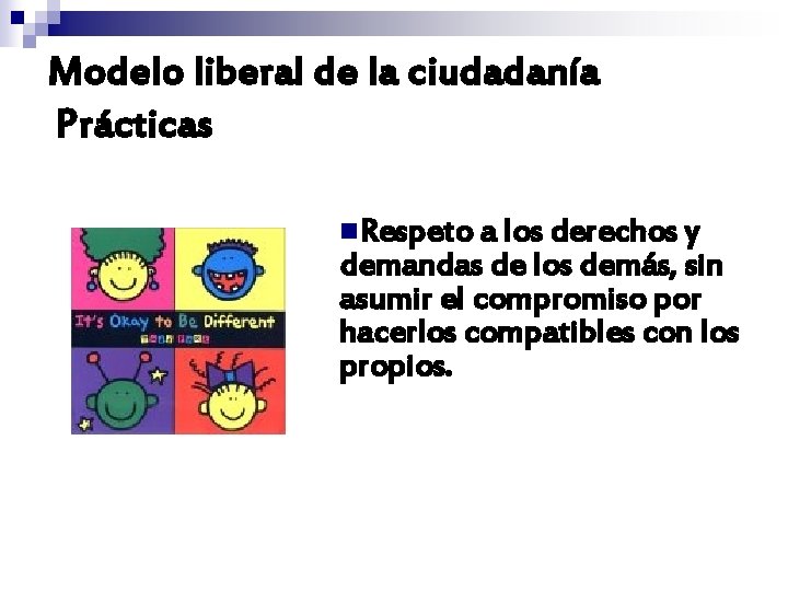 Modelo liberal de la ciudadanía Prácticas n. Respeto a los derechos y demandas de Modelo liberal de la ciudadanía Prácticas n. Respeto a los derechos y demandas de