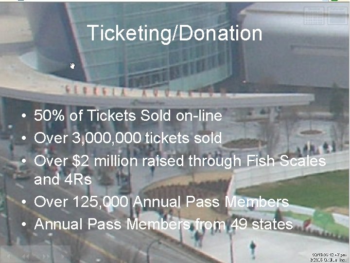 Ticketing/Donation • 50% of Tickets Sold on-line • Over 3, 000 tickets sold •