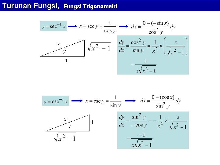 Turunan Fungsi, Fungsi Trigonometri x y 1 