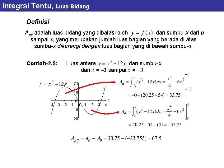 Integral Tentu, Luas Bidang Definisi Apx adalah luas bidang yang dibatasi oleh dan sumbu-x