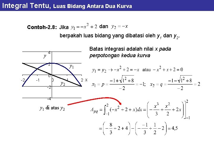 Integral Tentu, Luas Bidang Antara Dua Kurva dan Contoh-2. 8: Jika berpakah luas bidang