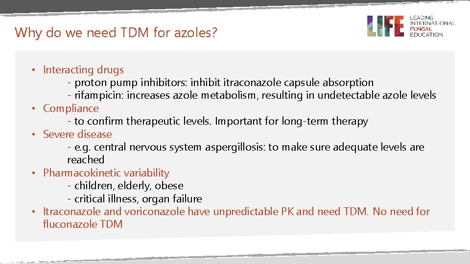 Why do we need TDM for azoles? • Interacting drugs - proton pump inhibitors: