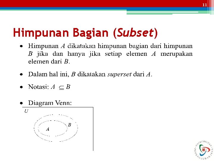 11 Himpunan Bagian (Subset) 