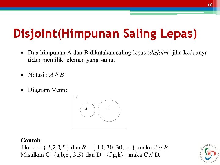 12 Disjoint(Himpunan Saling Lepas) 