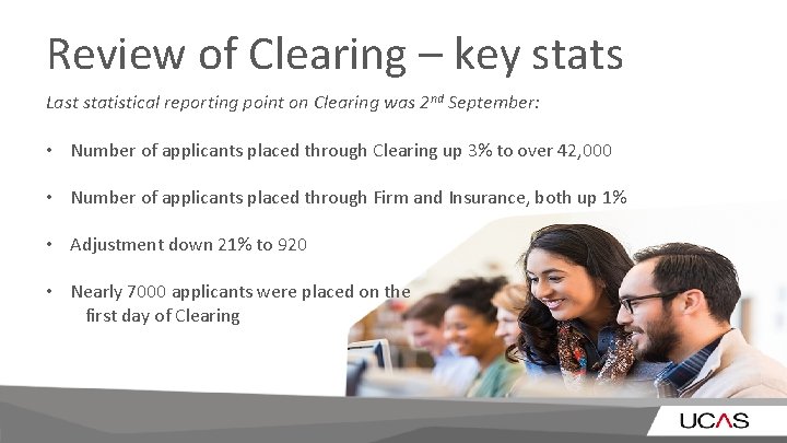 Review of Clearing – key stats Last statistical reporting point on Clearing was 2 Review of Clearing – key stats Last statistical reporting point on Clearing was 2
