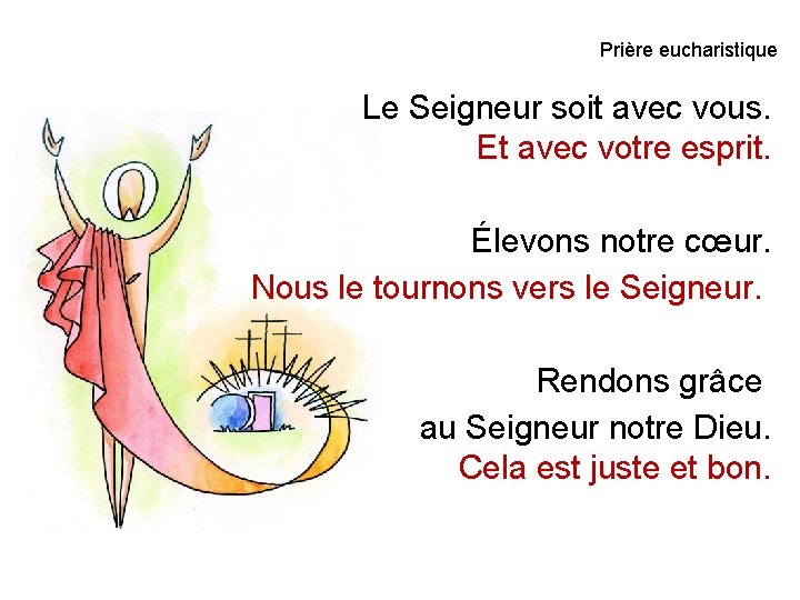 Prière eucharistique Le Seigneur soit avec vous. Et avec votre esprit. Élevons notre cœur.