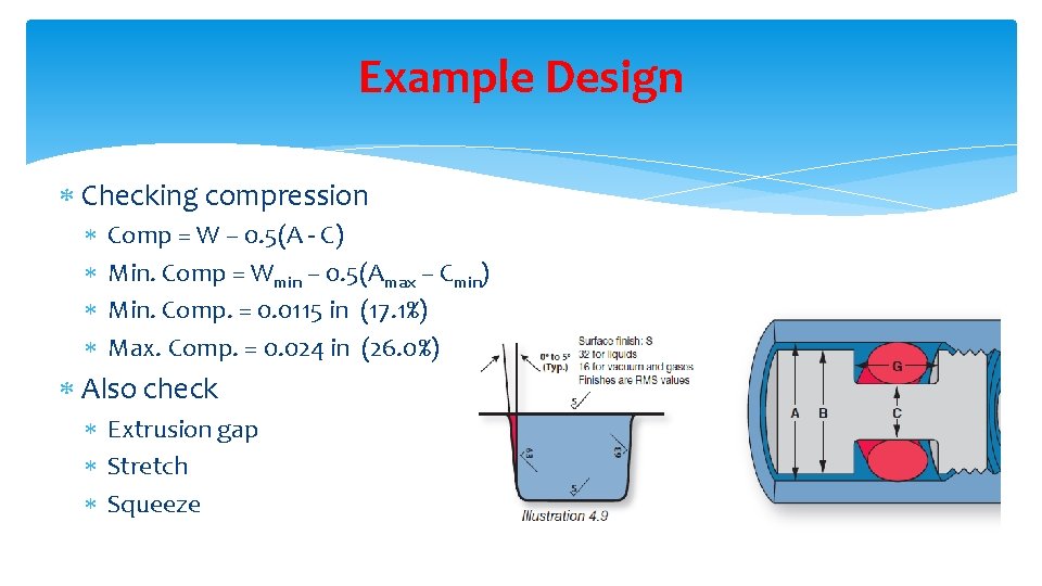 Example Design Checking compression Comp = W – 0. 5(A - C) Min. Comp