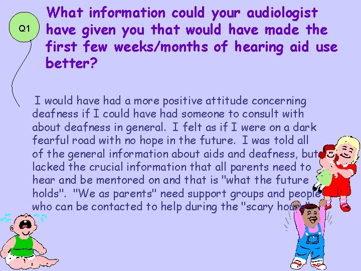 Q 1 What information could your audiologist have given you that would have made