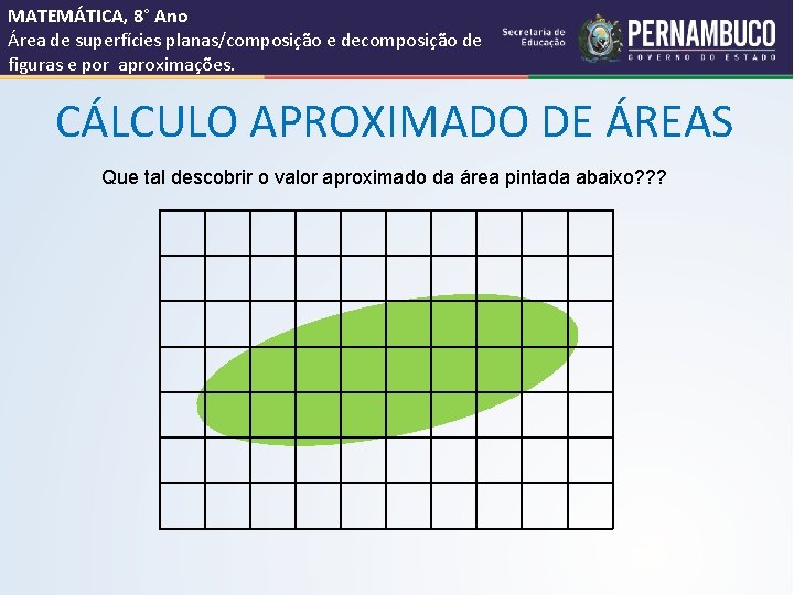 MATEMÁTICA, 8° Ano Área de superfícies planas/composição e decomposição de figuras e por aproximações.