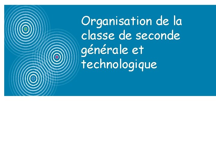Organisation de la classe de seconde générale et technologique 7 7 