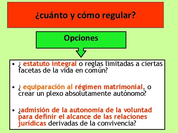 ¿cuánto y cómo regular? Opciones • ¿ estatuto integral o reglas limitadas a ciertas